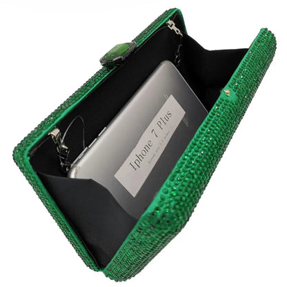 Women Black Crystal Clutch Evening Bags Wedding Bridal Rhinestone Box Handbags Party Dinner Diamond Clutch Purse