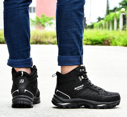 BONA Men Boots Anti-Skidding Leather Shoes Men Popular Comfy Spring Autumn Men Shoes Short Plush Snow Boots Durable Outsole
