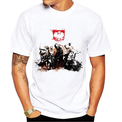 Hussar Artistic knight t shirt men summer new white short sleeve casual homme cool Polish cavalry tshirt unisex