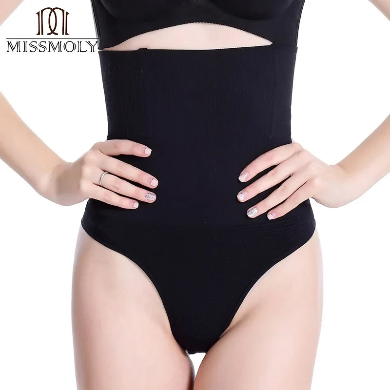 Miss Moly Women Sexy Thong Tummy Control Slimming Panties High Waist Trainer Seam-free Shapewear Girdle Bodysuit Body Shaper