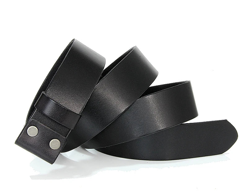 3.3cm and 3.8cm width Vintage No Buckle belt suit Smooth buckle belts men luxury Cowskin Soild Genuine leather without buckle