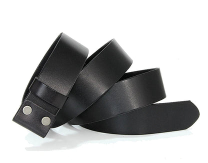 3.3cm and 3.8cm width Vintage No Buckle belt suit Smooth buckle belts men luxury Cowskin Soild Genuine leather without buckle
