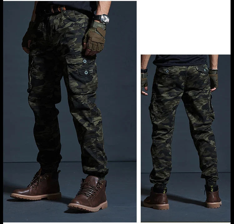 High Quality Khaki Casual Pants Men Tactical Joggers Camouflage Cargo Pants Multi-Pocket Fashions Black Army Trousers Work Wear