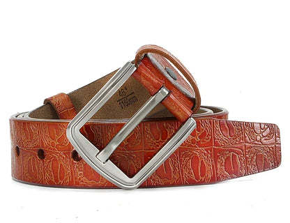 New product brand luxury design pin buckle genuine leather cowhide belt jeans belts for men business cowboy belts Hot Sale