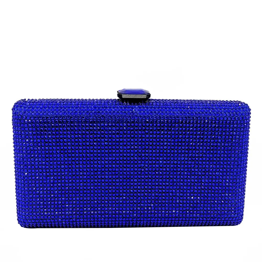 Women Black Crystal Clutch Evening Bags Wedding Bridal Rhinestone Box Handbags Party Dinner Diamond Clutch Purse