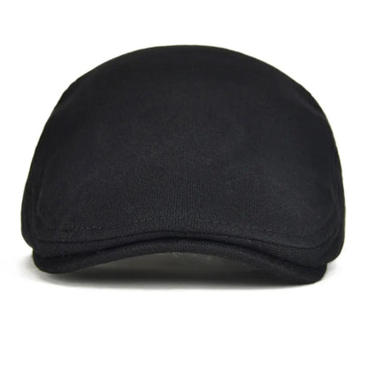 100% Cotton Men Black Flat Ivy Cap Soft Solid Color Gatsby Driving Cabbie Casual Hat Adjustable Newsboy Caps