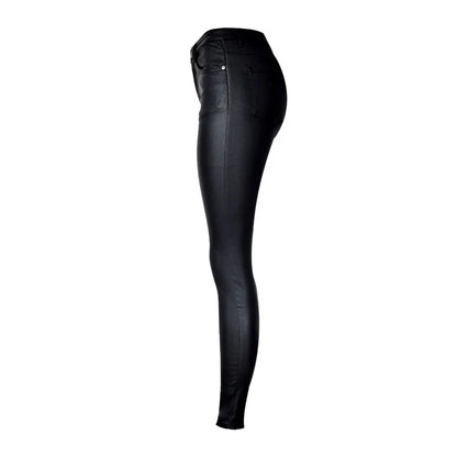 2024 Styling Skinny Women Jeans High Waist Faux Leather Pants Outfit Leggings Chic Casual Girl Stretch Leather Denim Jeans C1075