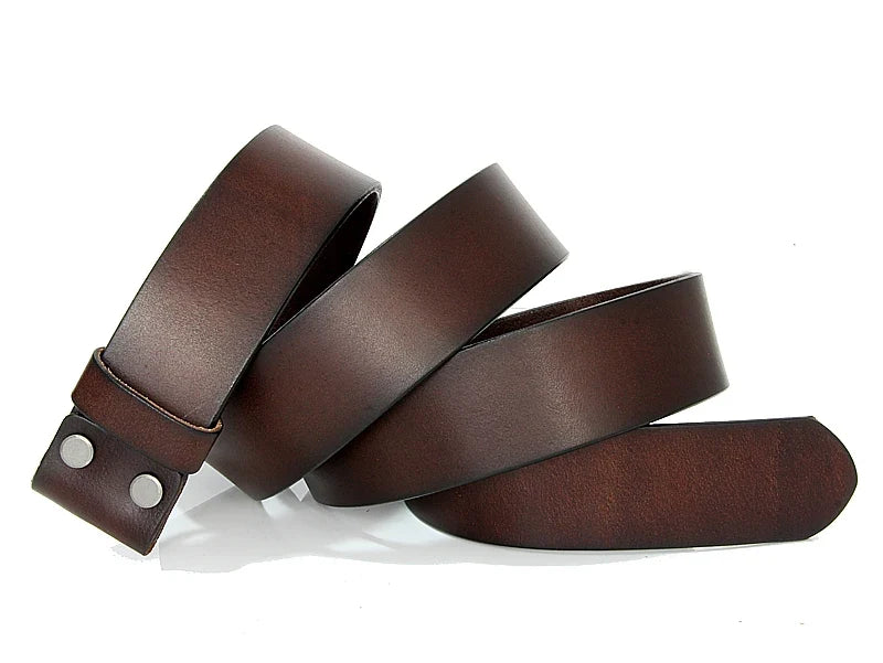 3.3cm and 3.8cm width Vintage No Buckle belt suit Smooth buckle belts men luxury Cowskin Soild Genuine leather without buckle
