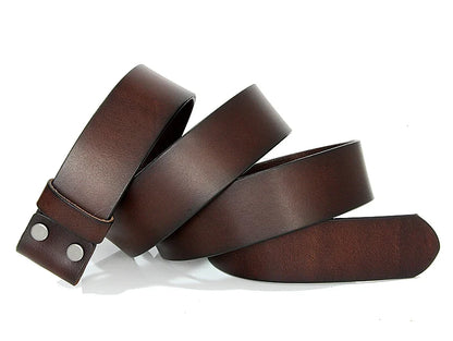 3.3cm and 3.8cm width Vintage No Buckle belt suit Smooth buckle belts men luxury Cowskin Soild Genuine leather without buckle