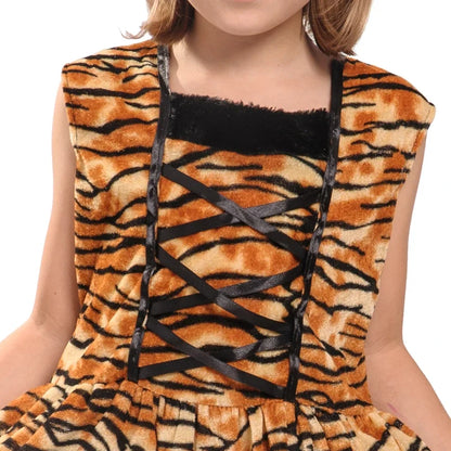 Cute Cartoon Animal Cosplay Girls Tiger Leopard Dress Halloween costume for Girl Christmas Carnival Outfit Headband