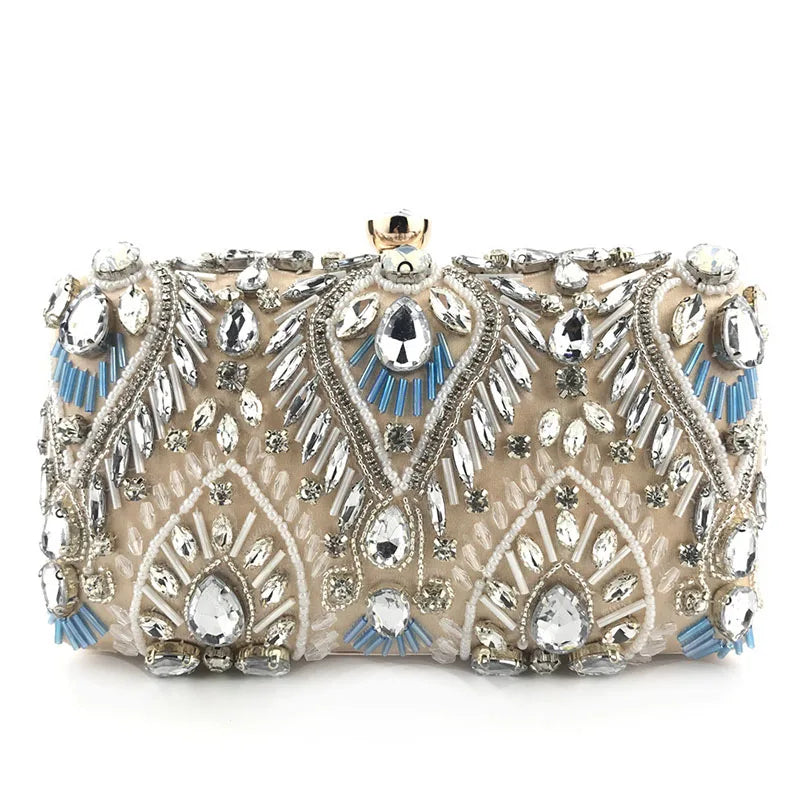 Luxury Diamond Rhinestone Clutch Bags Exquisite Female clutches Pearls Beaded Chain Handbags Wedding Purse Shouler Bag ZD1234