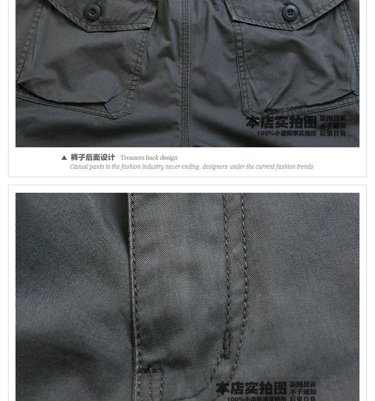 Male Shorts Multi Pocket Summer Loose Zipper Breeches Khaki Grey Plus Size Short Pant Casual Cotton Black Long Mens Cargo Shorts