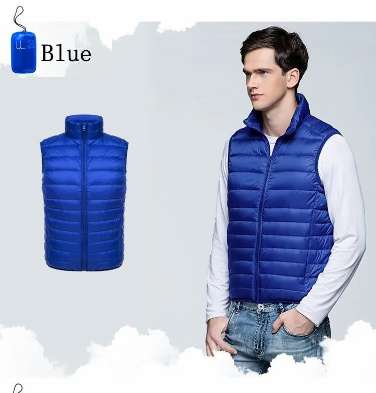 Men Sleeveless Warm Vest Ultra Light Down Vest Man Winter Solid Sleeveless Jacket Men's Lightweight Waterproof Vests