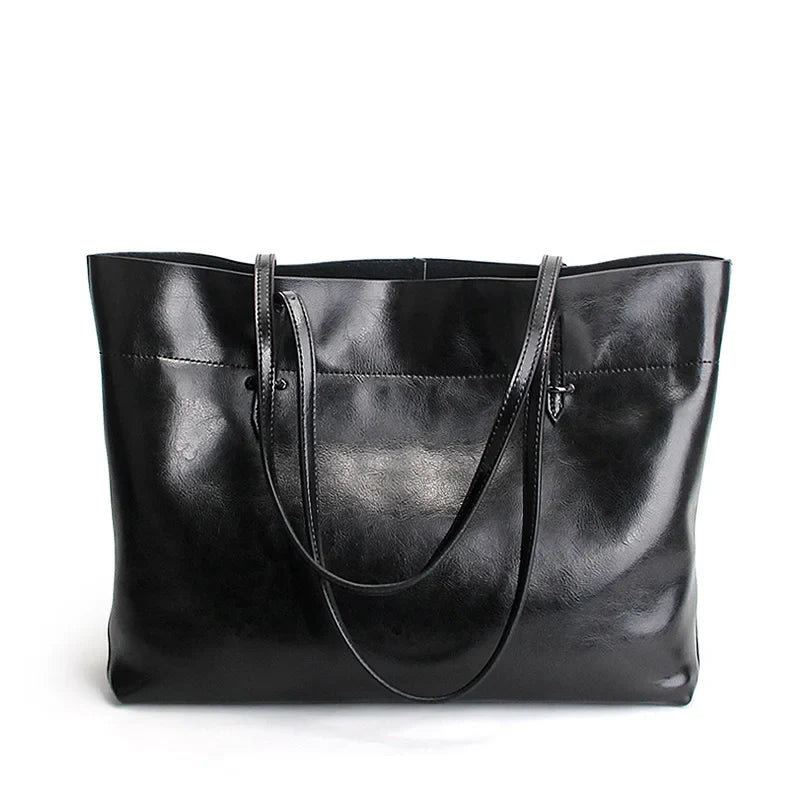 New Brown Women Handbag 100% Genuine Leather Female Shoulder Purse Ladies Black Tote Bag Large Capacity Shopping Bags