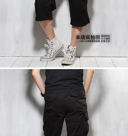 Male Shorts Multi Pocket Summer Loose Zipper Breeches Khaki Grey Plus Size Short Pant Casual Cotton Black Long Mens Cargo Shorts
