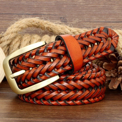 New Braided Belt Man Fashion Mens belts luxury genuine leather Good Cow second layer skin straps men for Jeans girdle Male