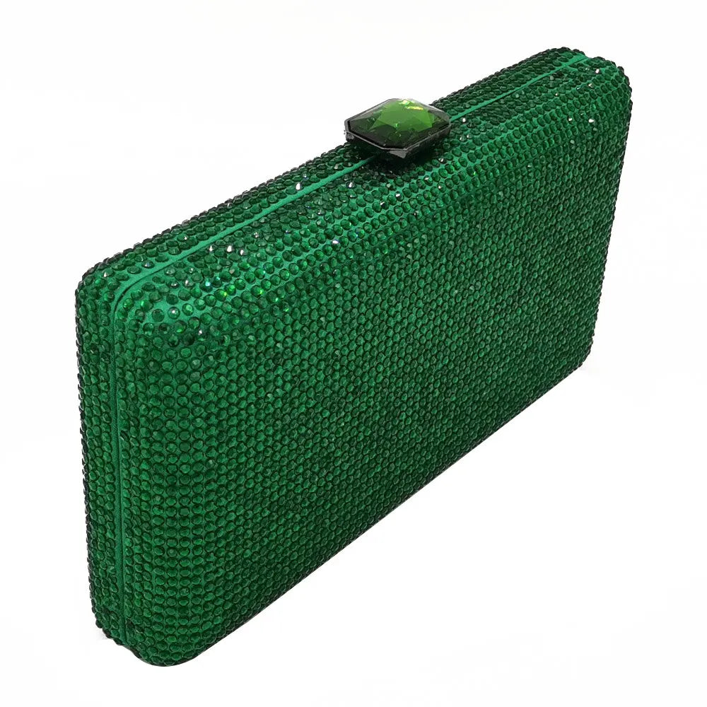 Women Black Crystal Clutch Evening Bags Wedding Bridal Rhinestone Box Handbags Party Dinner Diamond Clutch Purse