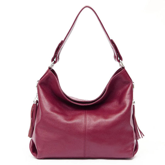 2026 New Fashion Soft Real Genuine Leather Tassel Women Handbag Elegant Ladies Hobo Shoulder Bag Messenger Purse Satchel