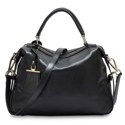 Dark Blue Women Boston Bag 100% Genuine Leather Handbags Female Charm Crossbody Purse Luxury Shoulder Bags For Work Shoppi