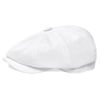 White Twill Cotton Newsboy Cap for Men Women Classic Cabbies Driver Apple Caps Gatsby Flat Hat Baker Boy Headpiece 003