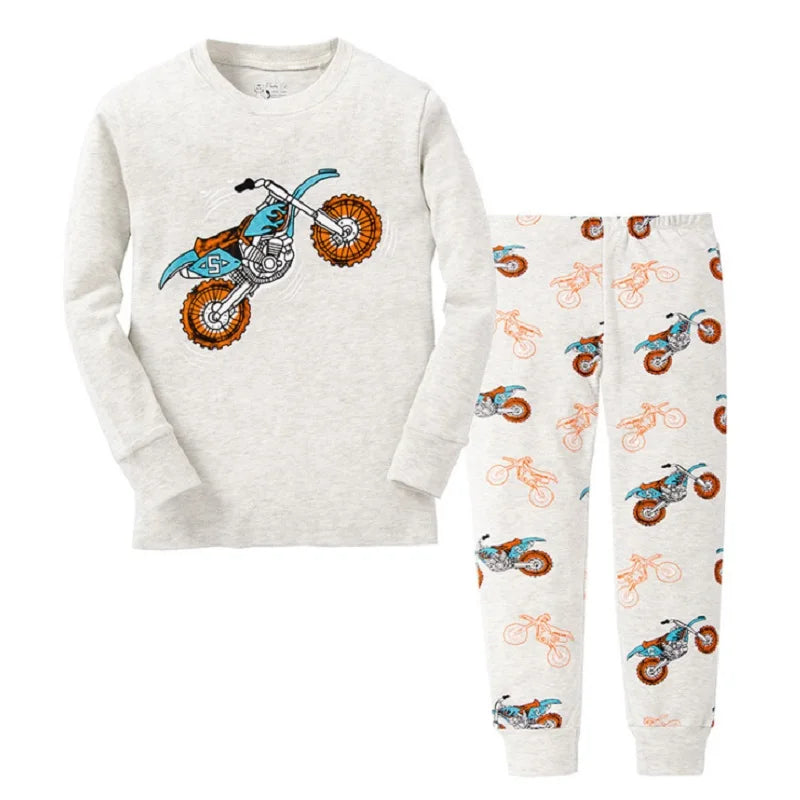 Digger Vehicle Baby Boys Clothes Suits 100% Cotton Children Pajamas Kids Sleepwear Sets Nightgown PJ'S Long Tees Shirts Pant Set