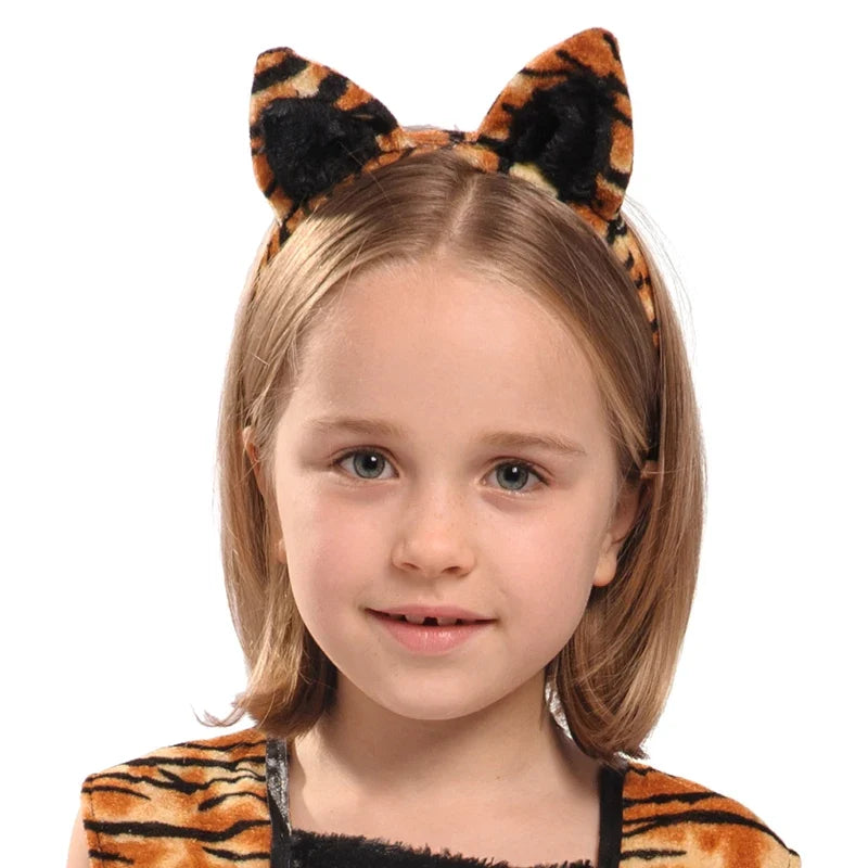 Cute Cartoon Animal Cosplay Girls Tiger Leopard Dress Halloween costume for Girl Christmas Carnival Outfit Headband