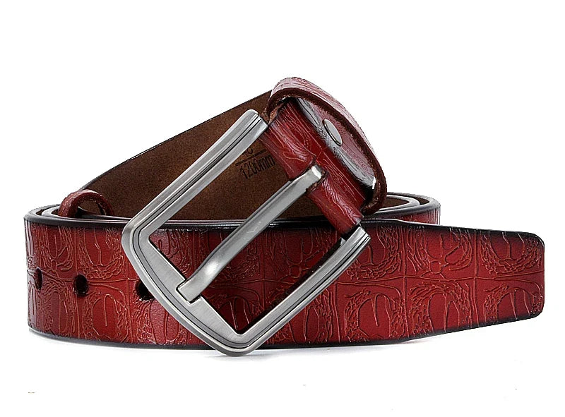 New product brand luxury design pin buckle genuine leather cowhide belt jeans belts for men business cowboy belts Hot Sale