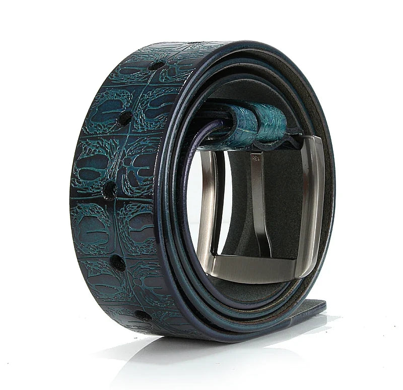 New product brand luxury design pin buckle genuine leather cowhide belt jeans belts for men business cowboy belts Hot Sale