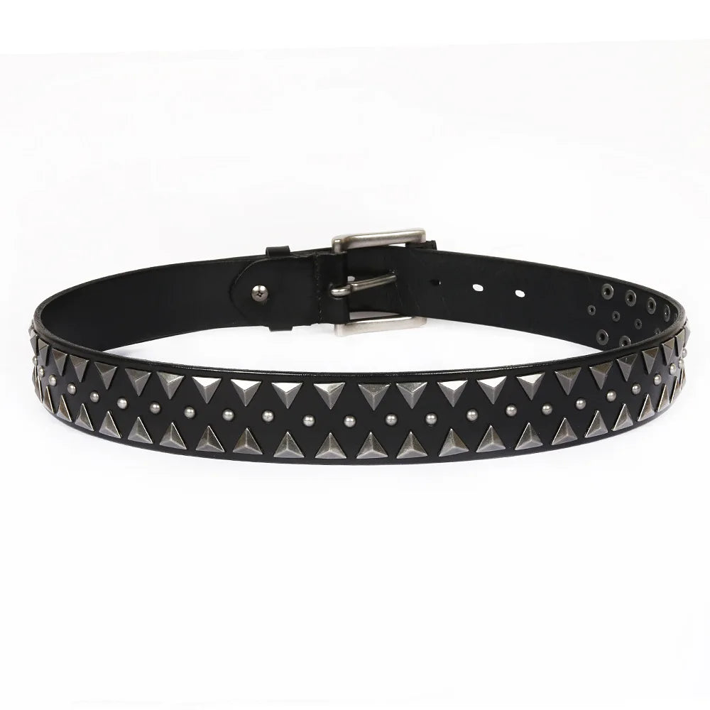 Genuine Leather Heavy Metal Rivet Punk Belts For Men Rock Stud Cowboy Belt Men Ceinture Homme Waist Belt Cinturon Mujer