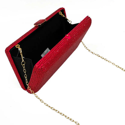 Women Black Crystal Clutch Evening Bags Wedding Bridal Rhinestone Box Handbags Party Dinner Diamond Clutch Purse