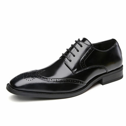 Men's Leather Shoes Carved Business Dress Shoes Shoes For Men Pointed British Brock Shoe EU Large Size 39-47 New