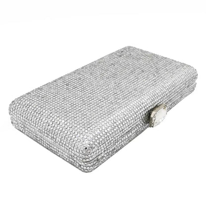 Women Black Crystal Clutch Evening Bags Wedding Bridal Rhinestone Box Handbags Party Dinner Diamond Clutch Purse