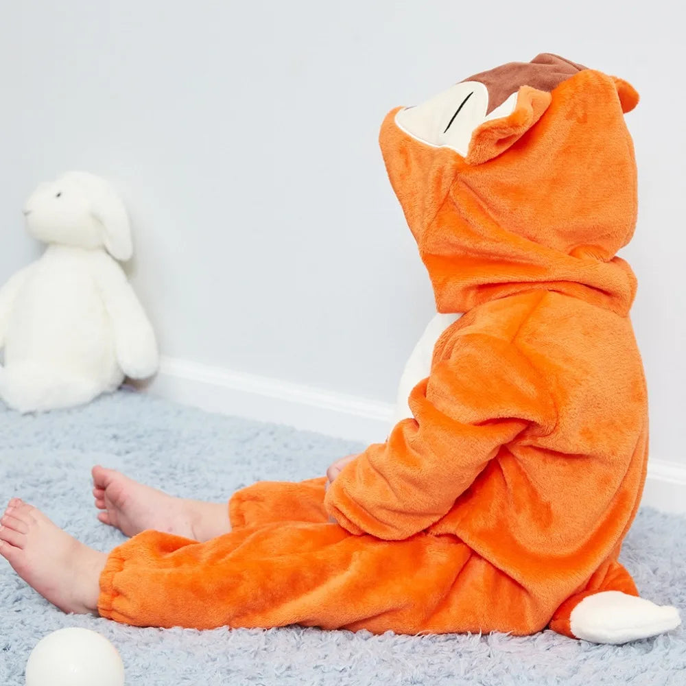 Winter Baby Rompers Baby Pijamas Panda Tiger Leopard Monkey Fox Animal Cartoon Hooded Jumpsuits Cosplay Costume Boys Girl Pajama