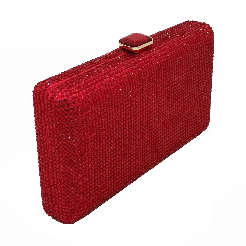Women Black Crystal Clutch Evening Bags Wedding Bridal Rhinestone Box Handbags Party Dinner Diamond Clutch Purse