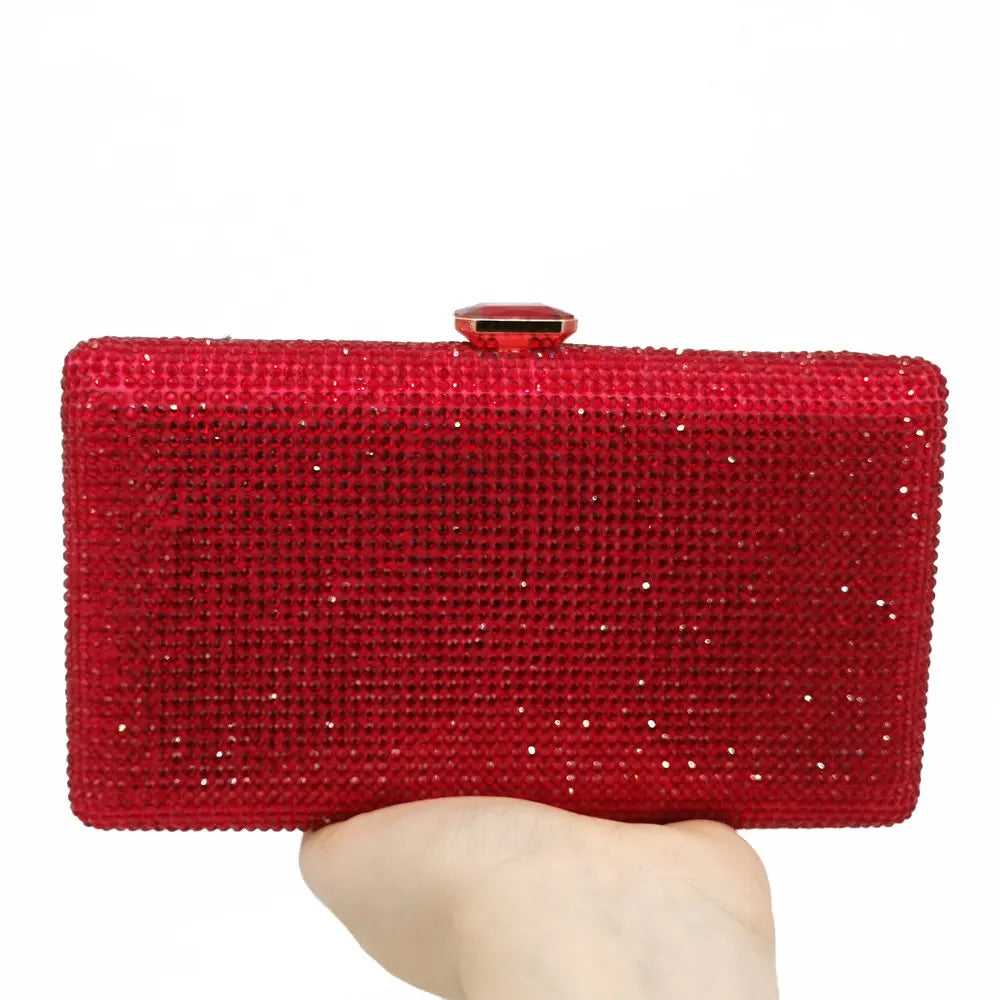 Women Black Crystal Clutch Evening Bags Wedding Bridal Rhinestone Box Handbags Party Dinner Diamond Clutch Purse