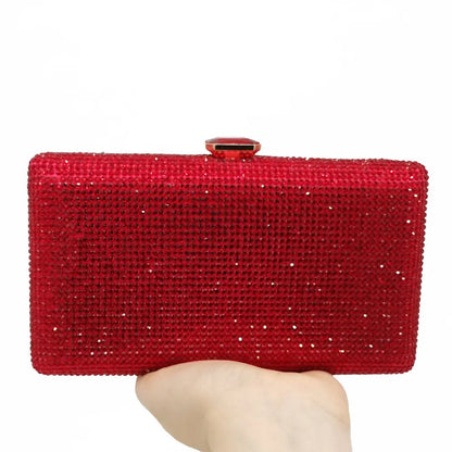 Women Black Crystal Clutch Evening Bags Wedding Bridal Rhinestone Box Handbags Party Dinner Diamond Clutch Purse
