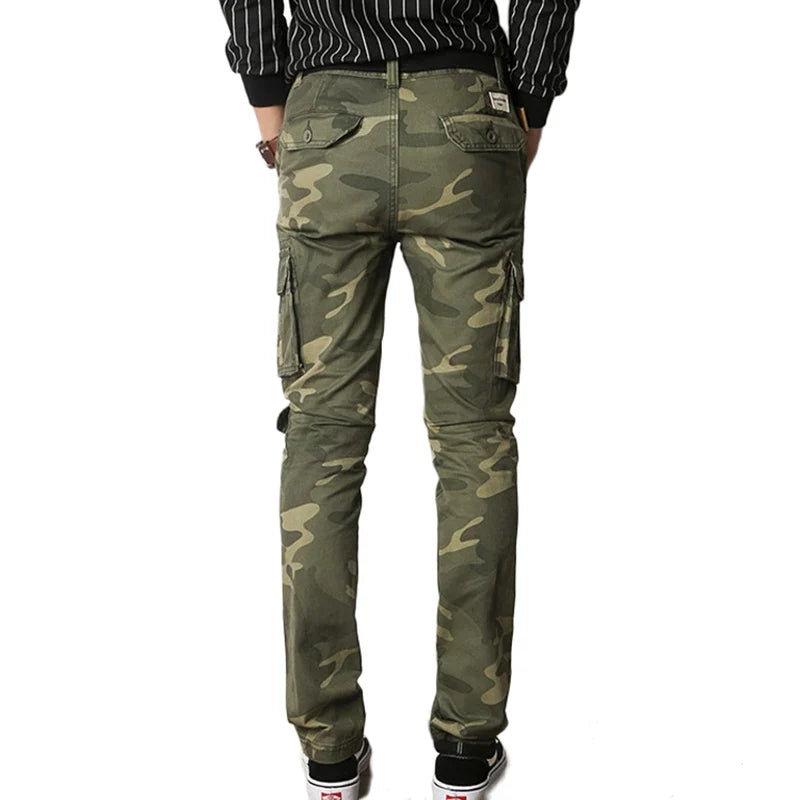 New Men Fashion Military Cargo Pants Slim Regualr Straight Fit Cotton Multi Color Camouflage Green Yellow Black Trousers