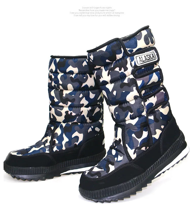 Men Boots Winter Waterproof Snow Shoes with Fur Plush Warm Men Snow Boots Spring Footwear Comfortable Adult Casual Shoes