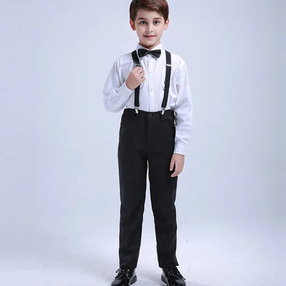 6Pcs Classic Boys Suits for Weddings Formal Blazer Kids Tuxedo Shirt Vest Party Ring bearer Suits Black