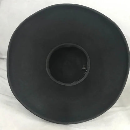Retro Style Black Pure Wool Felt Floppy Hat Wide Brim Women Winter Fedora Cloche Bowler Hat Ribbon Band Wedding Party Church Hat