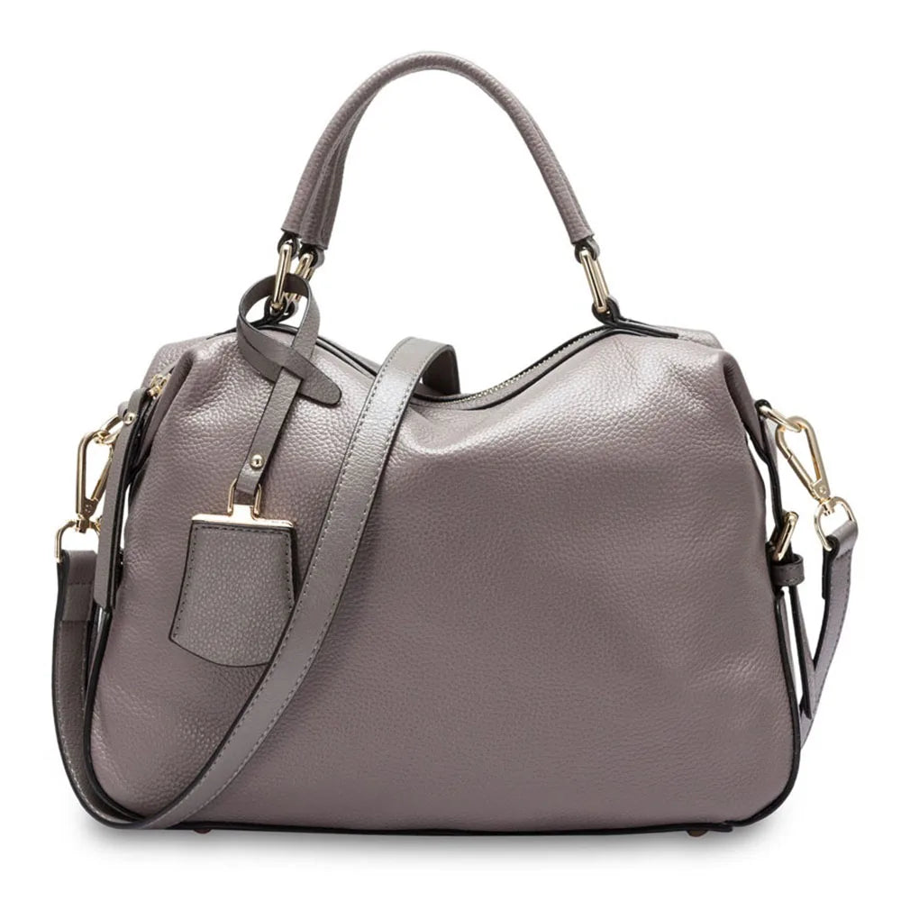 Dark Blue Women Boston Bag 100% Genuine Leather Handbags Female Charm Crossbody Purse Luxury Shoulder Bags For Work Shoppi