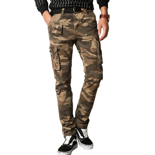 New Men Fashion Military Cargo Pants Slim Regualr Straight Fit Cotton Multi Color Camouflage Green Yellow Black Trousers