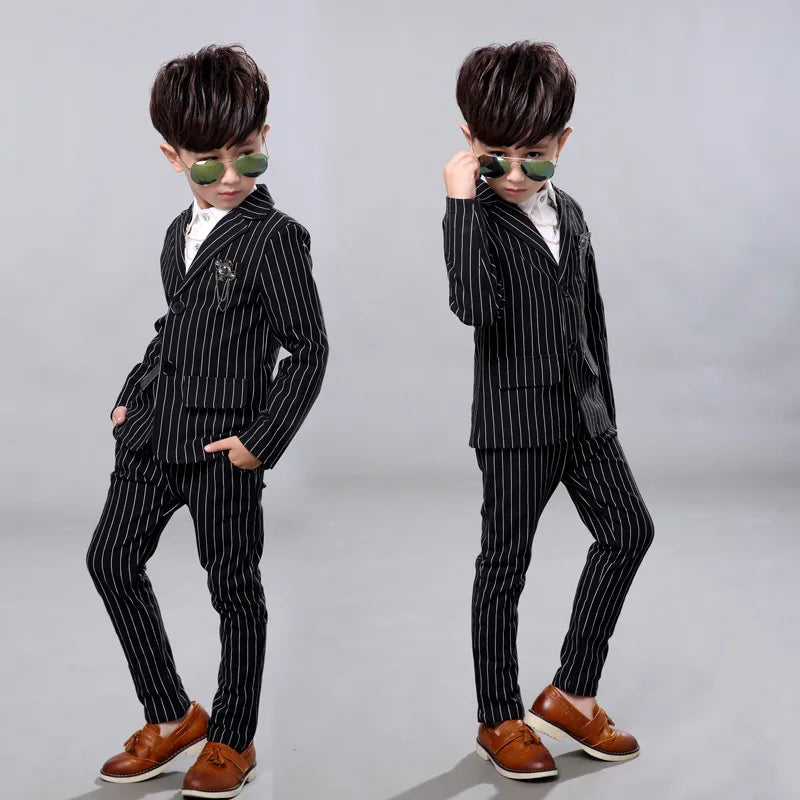 Boys Wedding Birthday Dress Kids Brand White Suit Gentleman Boys Blazer Jacket Shirt Pant Formal Suit Children Clothing Set