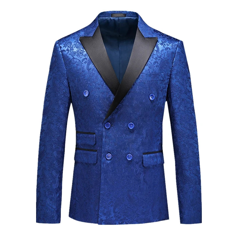 2026 New Men's White Rose Pattern Suit Jacket, Wedding Party Dress Coat, High Quality Men Slim Blazers Masculino Big Size M-6XL