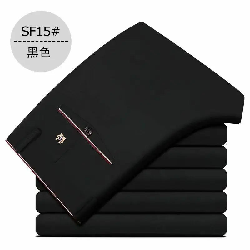 Stretch Suit Trousers for Men Office Pants Non-Ironing Slim Fit Bridegroom Suits Wedding Business Black Suit Pants Men