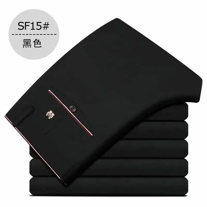 Stretch Suit Trousers for Men Office Pants Non-Ironing Slim Fit Bridegroom Suits Wedding Business Black Suit Pants Men