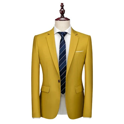 Bright Green Single Button Men's Blazer, Asian Size Slim Suit Jacket, Wedding Dress Coat, White and Black Tops.