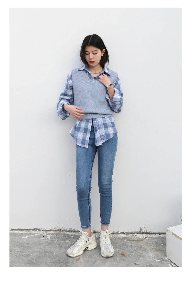 Women Jeans Retro High Waist Stretch Pencil Denim Pants Elastic for Woman Female Trousers Autumn Winter Ladies
