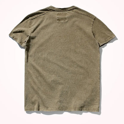 2023 Summer New American Street Short-sleeved O-neck Printed T-shirt Men's Fashion Pure Cotton Casual Washed Old Bottoming Tops