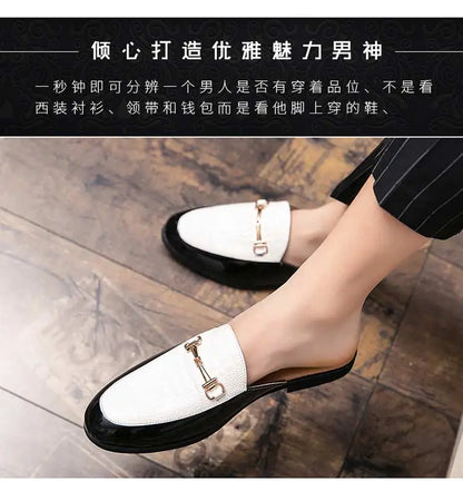 Italian Half Shoes For Men Leather Mens Casual Shoes Loafers Slippers Coiffeur Luxury Designer Man Slide Slipper Buty Meskie